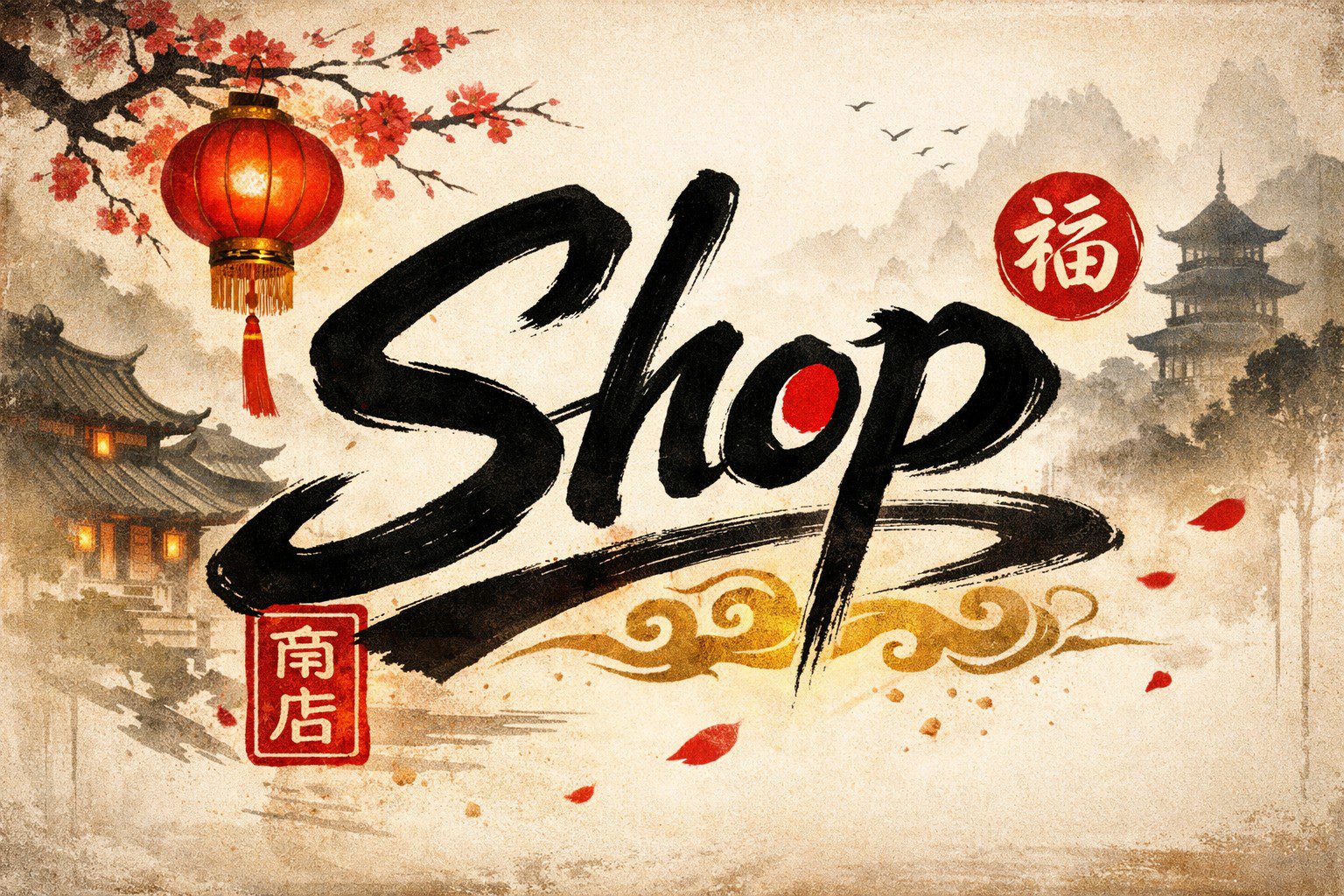 shop text calligraphy