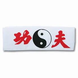 White Colored Headband with Yin Yang Symbol Background