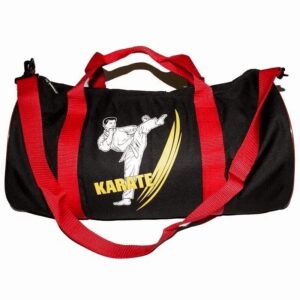 A Karate Figure Printed Black Color Bag